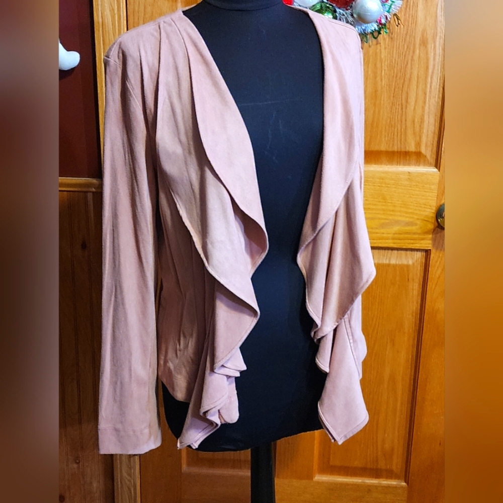 Suede blazer jacket. Mauve in color, sz Xl